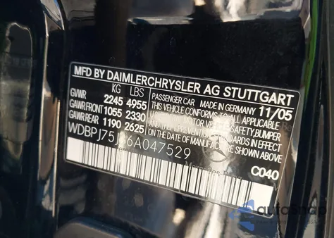 2006 Mercedes-Benz Cl 500 z USA, uszkodzony, nr VIN WDBPJ75J36A047529